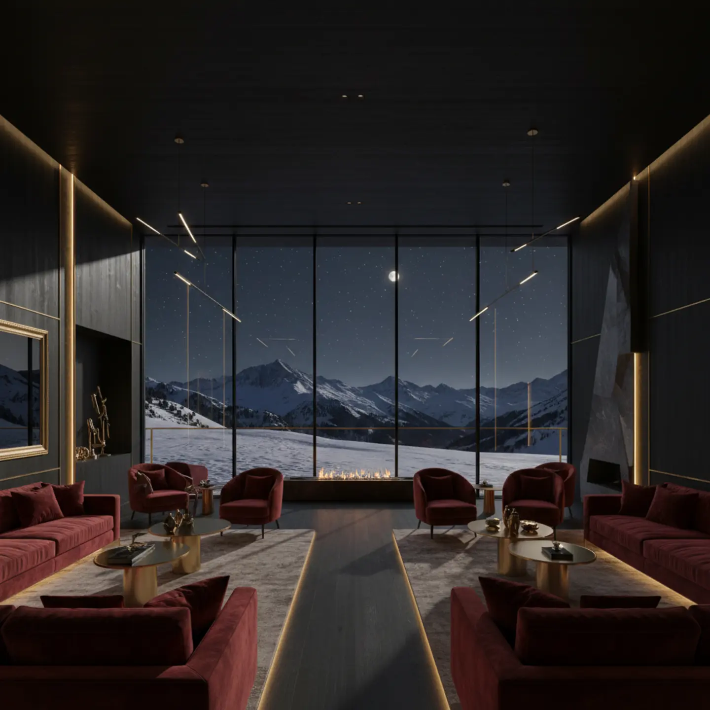 Luxuriöse Casino Lounge in den Schweizer Alpen